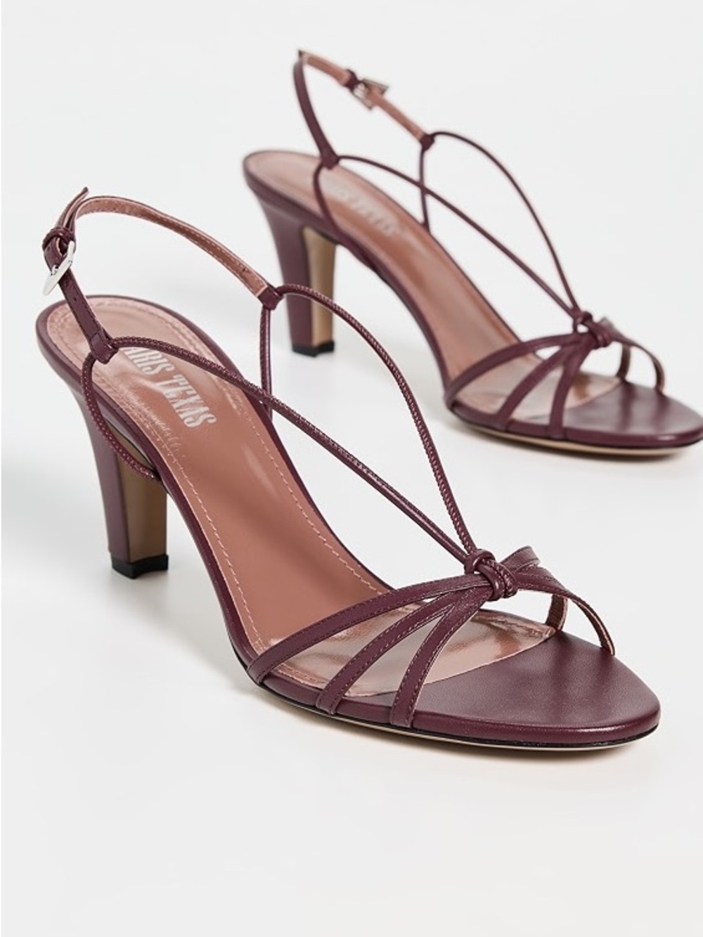 Paris Texas Bianca Strappy Knot Slingback Heels in Burgundy